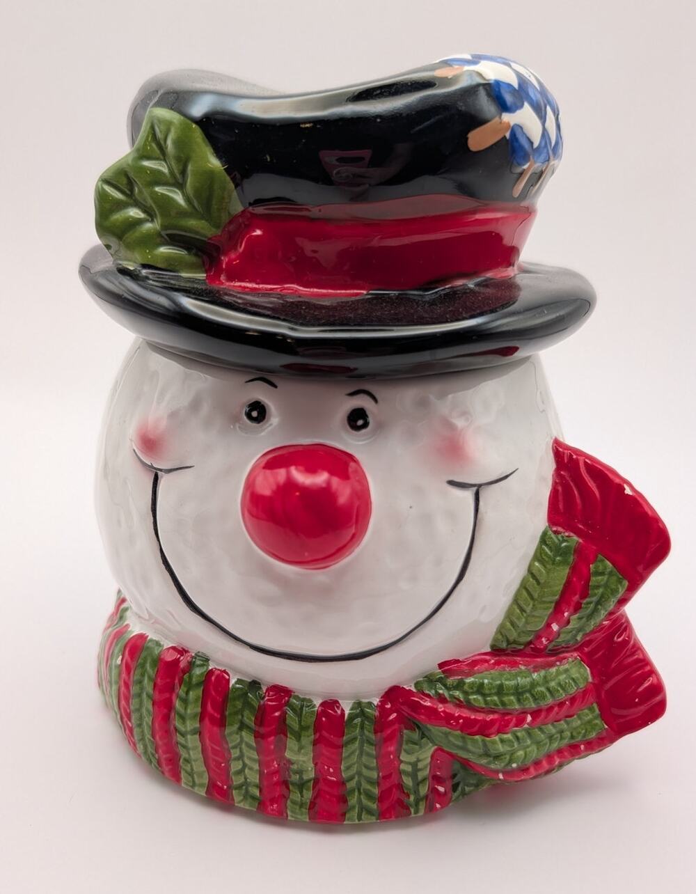 Christmas Snowman Cookie Jar - Holiday Decor, Frosty Ceramic Head